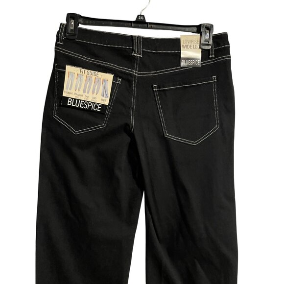 Blue Spice Low Rise Wide Leg Dad Jeans Womens JR Size 9 Black Sustainable Boho - Picture 5 of 12